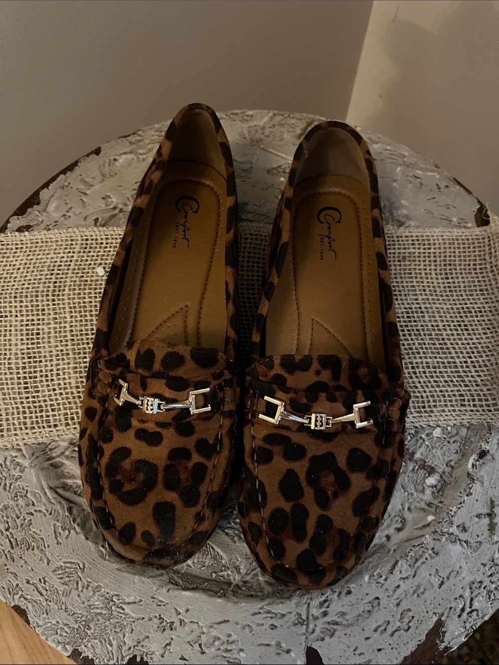Comfort Plus Leopard Print Faux Suede Bit Loafers - Brown/Black